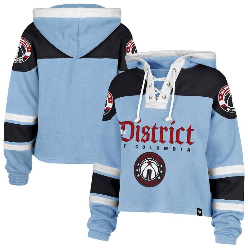 フォーティセブンブランド レディース トップス Tシャツ クロップド レース パーカー 47 Brand Women's '47 Light Blue Washington Wizards 2024/25 City Edition Superior Cropped Lace-Upullover Hoodie Wiz Light ブルー
