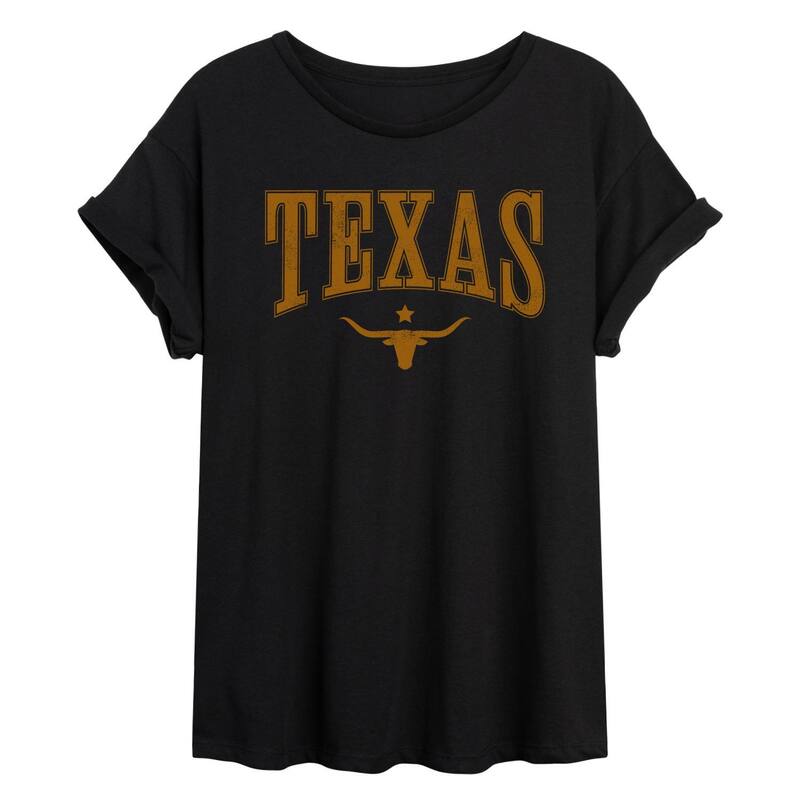アニメキャラクター レディース トップス Tシャツ Licensed Character Juniors' Texas Collegiate Oversized Tee Black ブラック