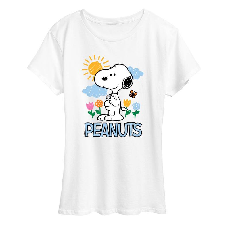 アニメキャラクター レディース トップス Tシャツ グラフィック Licensed Character Women's Peanutsnoopy Spring Sketch Graphic Tee White ホワイト
