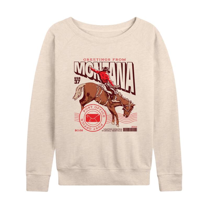 アニメキャラクター レディース トップス Tシャツ パイル Licensed Character Women's USPS Greetings Fromontana French Terry Long Sleeve Tee Beige ベージュ