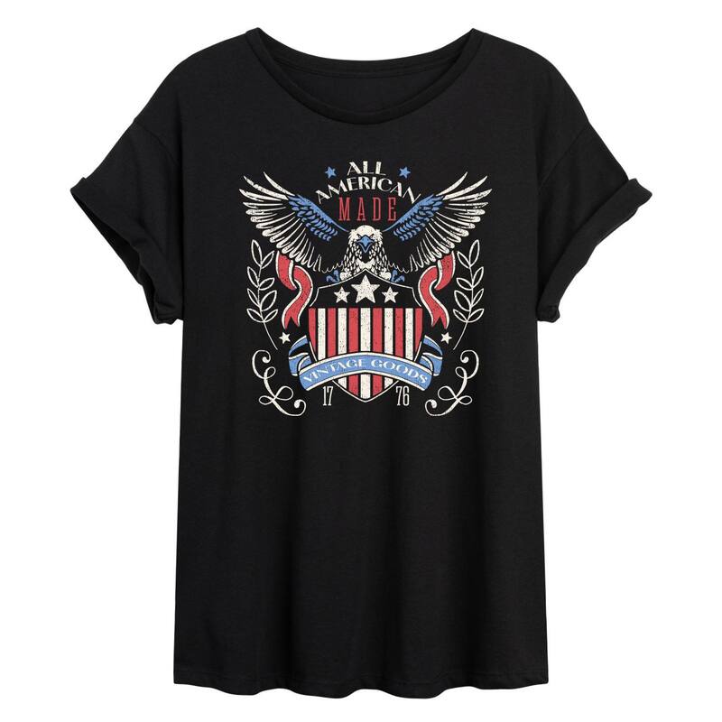 アニメキャラクター レディース トップス Tシャツ ヴィンテージ Licensed Character Juniors' All American Made Vintage Goods Oversized Tee Black ブラック