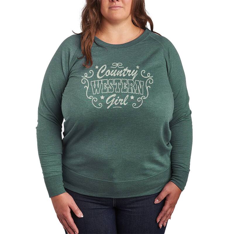 アニメキャラクター レディース トップス Tシャツ プラスサイズ パイル Licensed Character Plusize Country Western Girl French Terry Long Sleeve Tee Heather Juniper ヘザー