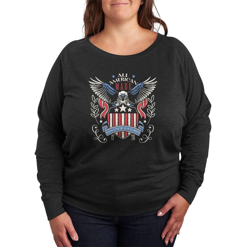 アニメキャラクター レディース トップス Tシャツ ヴィンテージ プラスサイズ パイル Licensed Character Plusize All American Made Vintage Goods French Terry Long Sleeve Tee Heather Charcoal チャコール