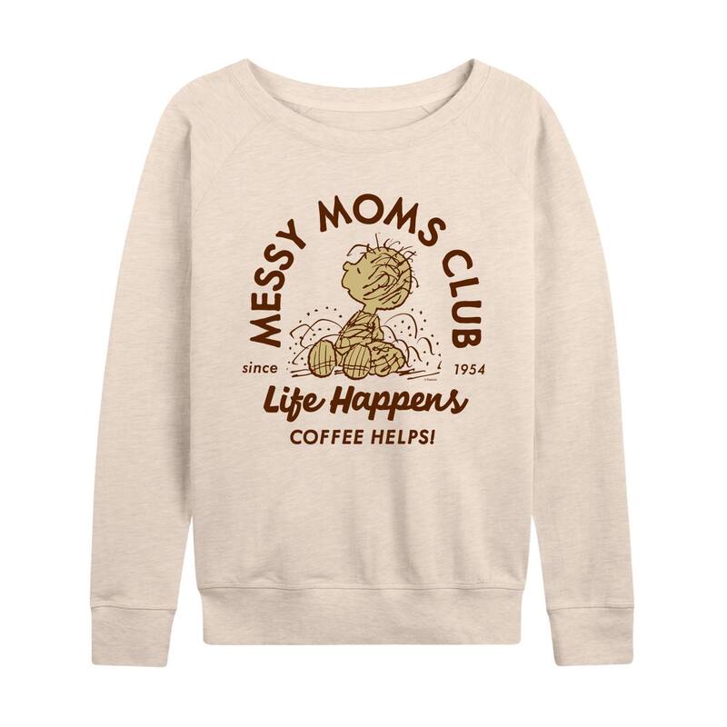 アニメキャラクター レディース トップス Tシャツ パイル Licensed Character Women's Peanuts Pig-Pen Messy Moms Club French Terry Long Sleeve Tee Beige ベージュ
