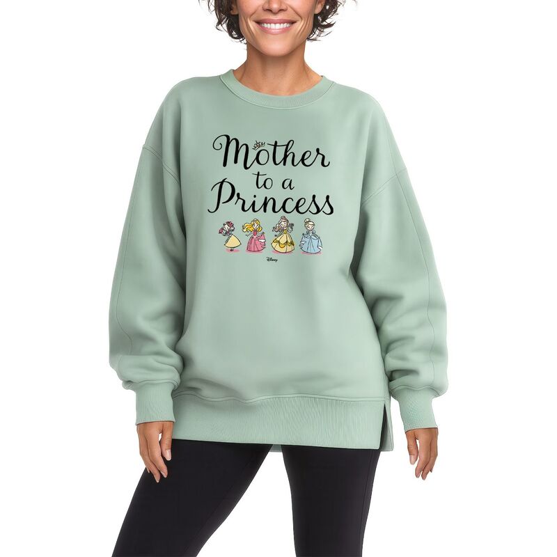 ディズニー レディース トップス Tシャツ スウェット フリース Women's Disney Princess Mother To A Princess Oversized Fleece Crew Sweatshirt Seafoam｜ReVida 店