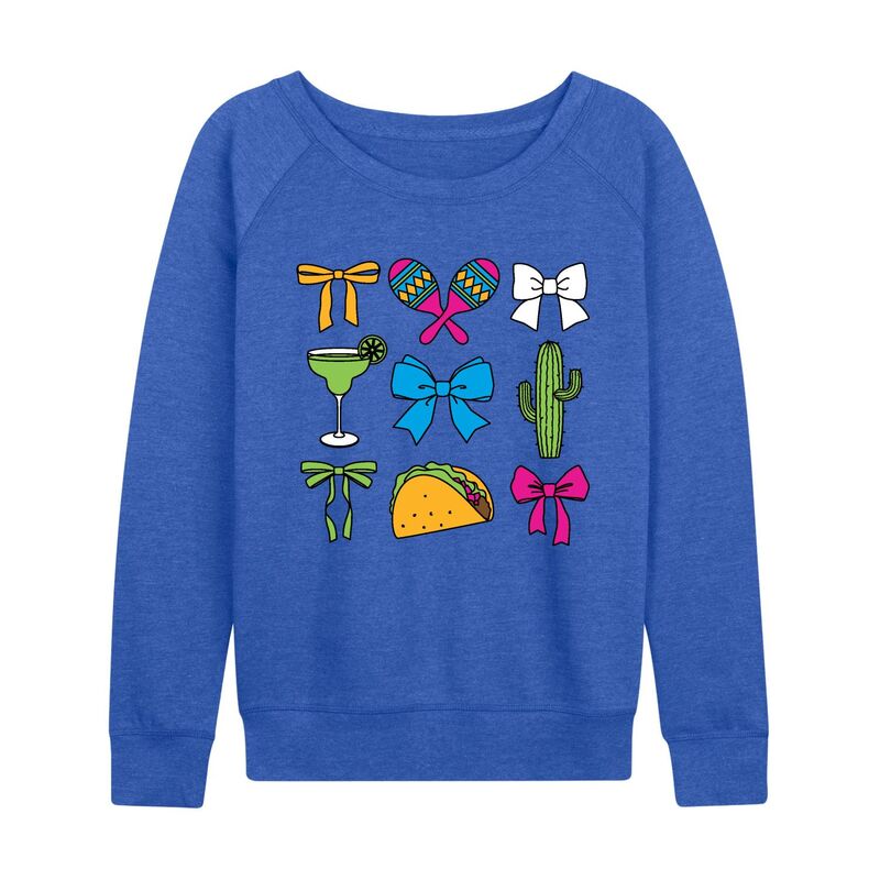 アニメキャラクター レディース トップス Tシャツ パイル Licensed Character Women's Cinco de Mayo Bows & Fiesta French Terry Long Sleeve Tee Heatheroyal Blue ヘザー