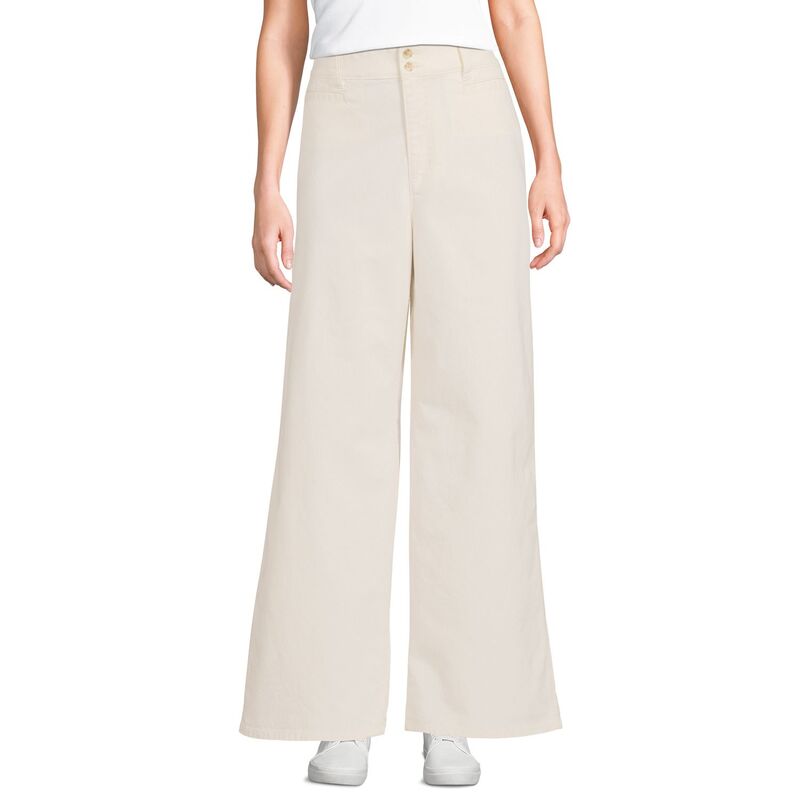 ランズエンド レディース ボトムス カジュアルパンツ ワイドレッグ Women's Lands' End Stretch Canvas High Rise Wide Leg Pants Natural