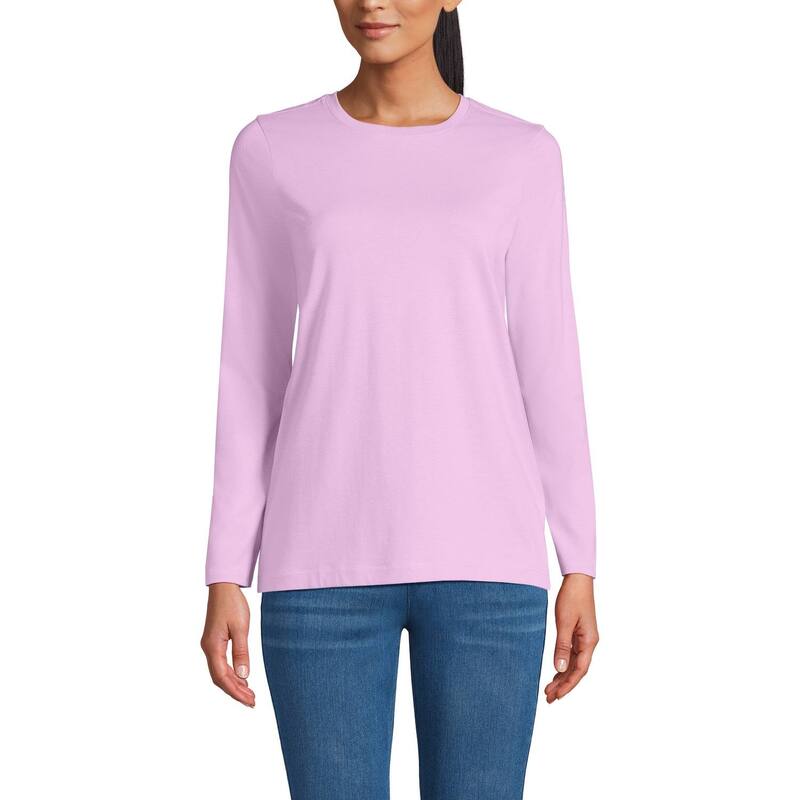 ランズエンド レディース トップス Tシャツ クルーネック コットン Women'sLands' End Relaxed-Fit Supima Long Sleeve Cotton Crewneck Tee Pink Amethyst ピンク 7,755円
