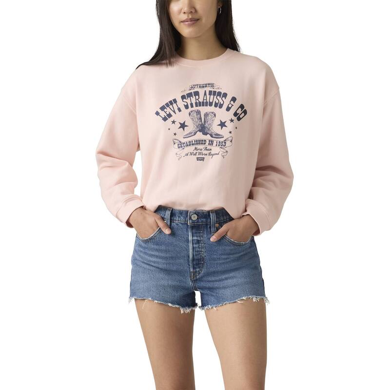 リーバイス レディース トップス Tシャツ クルーネック スウェット Women's Levi's Crewneck Sweatshirt Boots Crystal Pink ピンク