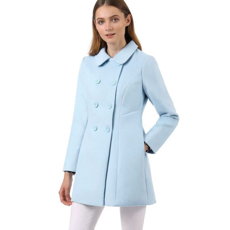 アレグラ ケー レディース アウター ジャケット・ブルゾン コート ALLEGRA K Women's Peter Pan Collar Double Breasted Long Sleeve Winter Coat Blue ブルー｜ReVida 店 18,801円