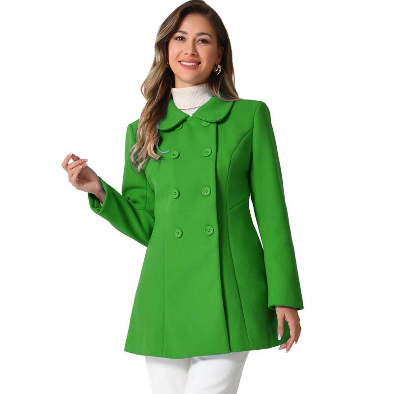 アレグラ ケー レディース アウター ジャケット・ブルゾン コート ALLEGRA K Women's Peter Pan Collar Double Breasted Long Sleeve Winter Coat Green グリーン|ReVida 店
