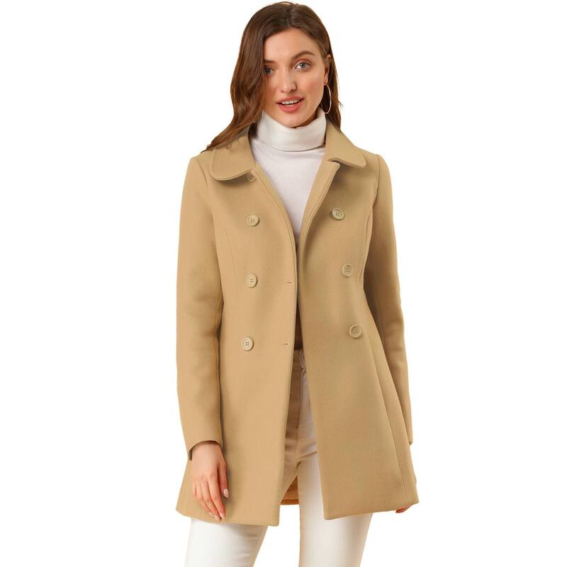アレグラ ケー レディース アウター ジャケット・ブルゾン コート ALLEGRA K Women's Peter Pan Collar Double Breasted Long Sleeve Winter Coat Khaki カーキ