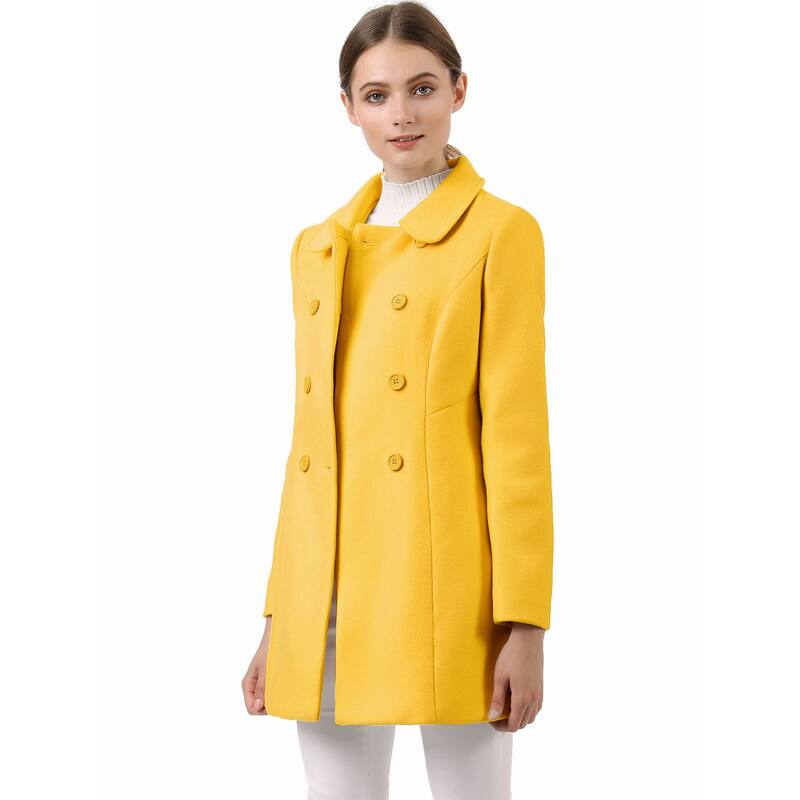 アレグラ ケー レディース アウター ジャケット・ブルゾン コート ALLEGRA K Women's Peter Pan Collar Double Breasted Long Sleeve Winter Coat Mustard Yellow イエロー｜ReVida 店 19,595円