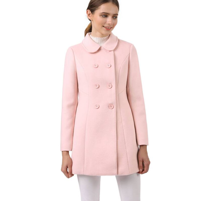 アレグラ ケー レディース アウター ジャケット・ブルゾン コート ALLEGRA K Women's Peter Pan Collar Double Breasted Long Sleeve Winter Coat Pink ピンク|ReVida 店