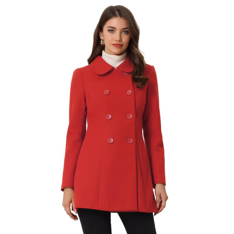 アレグラ ケー レディース アウター ジャケット・ブルゾン コート ALLEGRA K Women's Peter Pan Collar Double Breasted Long Sleeve Winter Coat Red レッド|ReVida 店