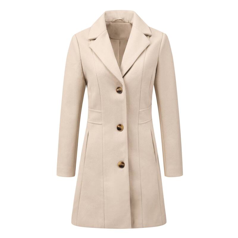 アレグラ ケー レディース アウター ジャケット・ブルゾン コート ALLEGRA K Women'single Breasted Notched Lapel Mid Length Overcoat Gream White ホワイト|ReVida 店