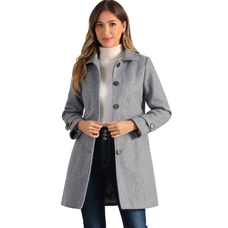 アレグラ ケー レディース アウター ジャケット・ブルゾン コート ALLEGRA K Women's Peter Pan Collar Winter Outwear Trench Coats Gray グレー
