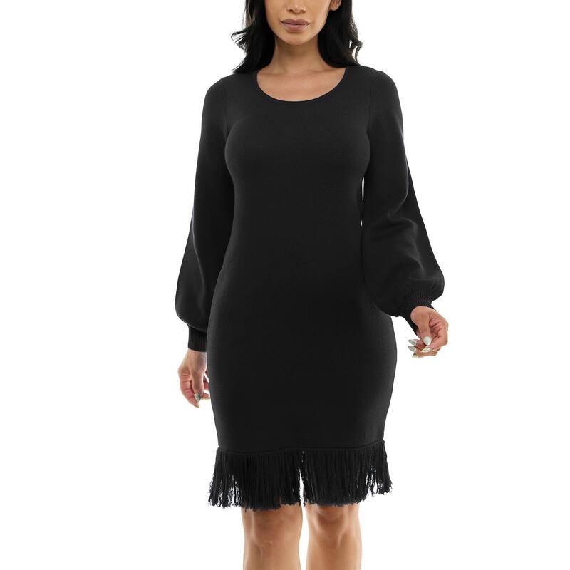 ニナレオナルド レディース トップス ワンピース セーター Women Nina Leonard Sheath Sweater Dress Black ブラック