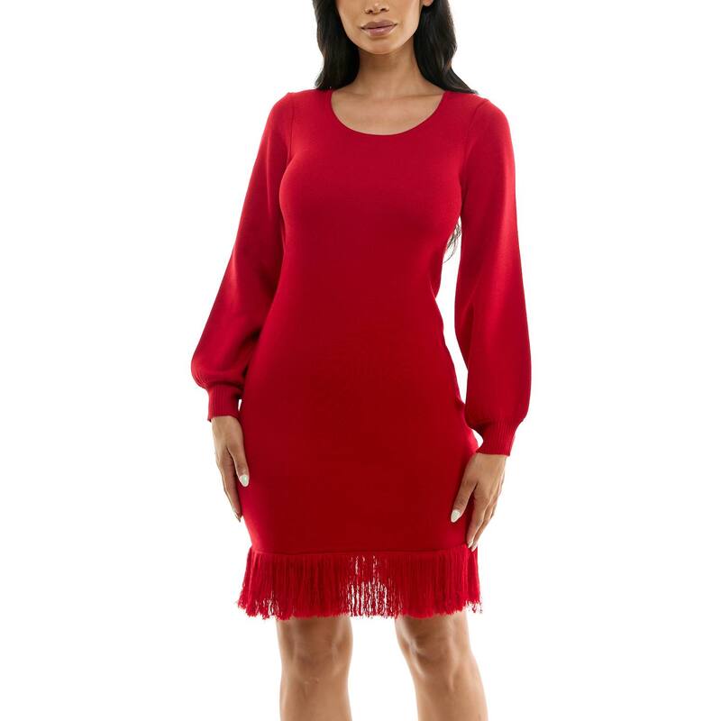 ニナレオナルド レディース トップス ワンピース セーター Women Nina Leonard Sheath Sweater Dress Red レッド