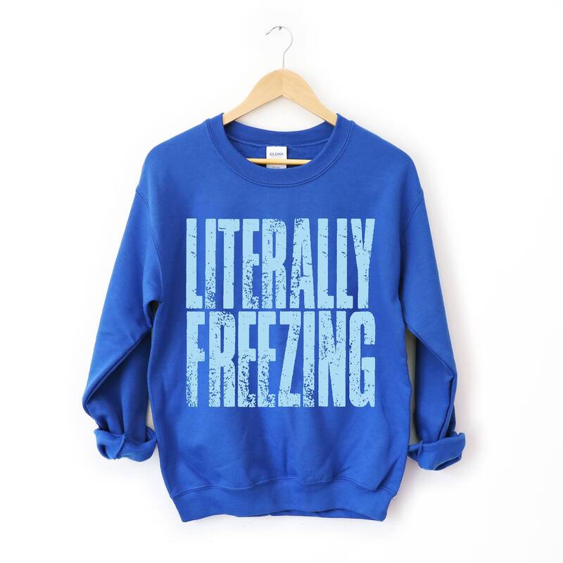 Simply Sage Market レディース トップス Tシャツ スウェット グラフィック Simply Sage Market Literally Freezing Block Distressed - Women's Graphic Sweatshirt Royal|ReVida 店