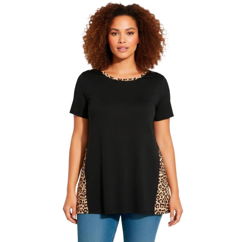 アベニュー レディース トップス ティーシャツ 付け加える大いさ Avenue Women\u0027s Plusize Scoop Neck Tunic Mocha Graphic Animal モカ Tシャツ・カットソー-レディースファッション