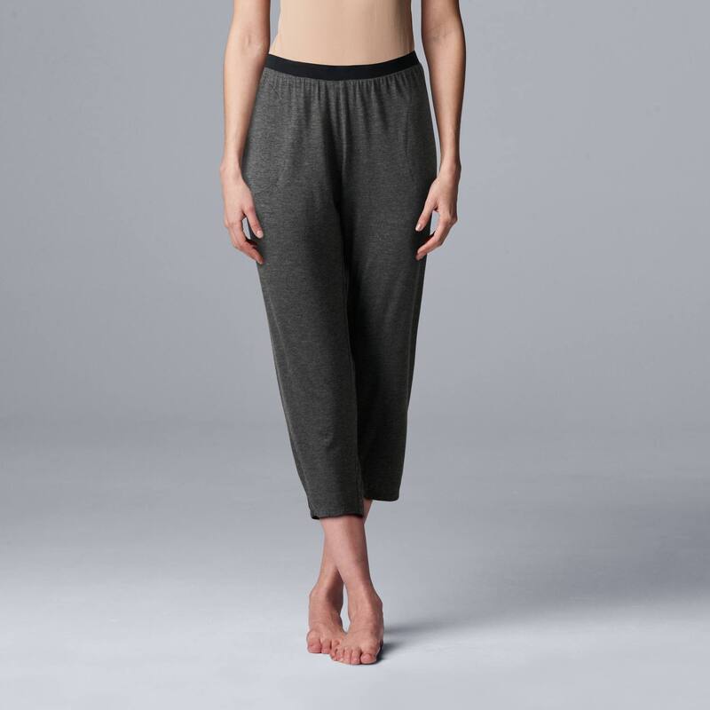 ヴェラウォン レディース アンダーウェア ナイトウェア パンツ キャップ Women'simply Vera Wang Basic Luxury Pajama Capri Pants Heather Gray グレー