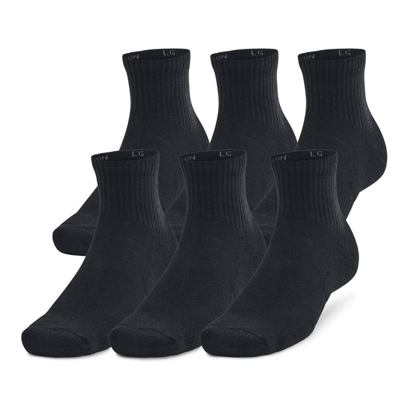 アンダーアーマー レディース アンダーウェア 靴下 コットン Under Armour 6-Pack Training Cotton Quarter Socks Black ブラック