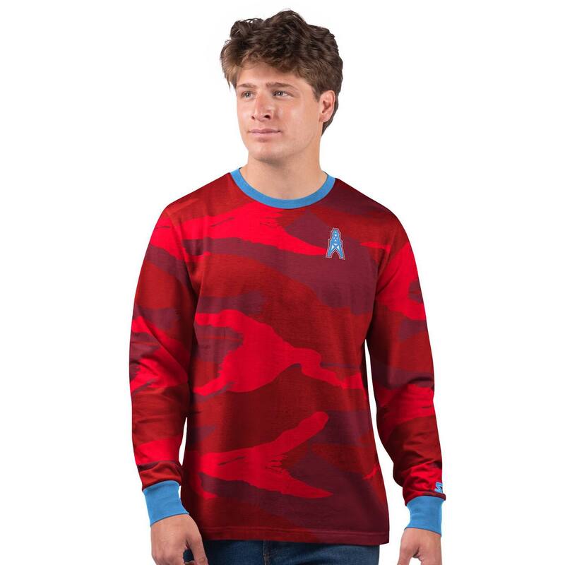 スターター レディース トップス Tシャツ ヴィンテージ ロゴ Men'startered Houston Oilers Thursday Night Gridiron Vintage Logo Long Sleeve T-Shirt Nfl Red レッド