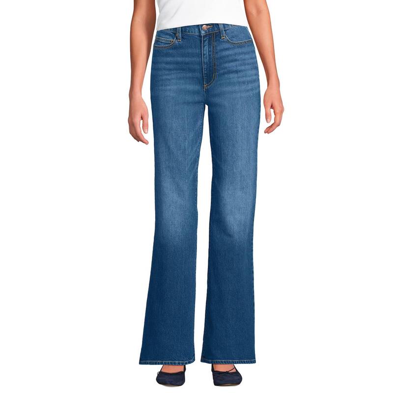 ランズエンド レディース ボトムス デニムパンツ ジーンズ Women's Lands' End Soft Denim High-Rise Classic Flare Jeans Indigo Tide Blue インディゴ