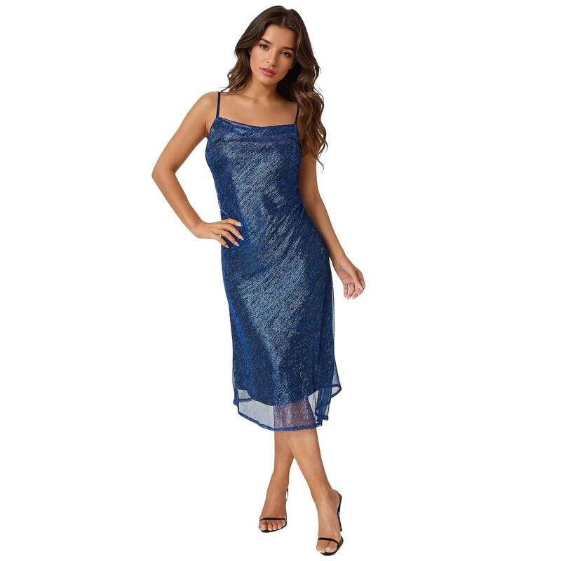 ベベ レディース トップス ワンピース ミディ Juniors' bebe Pleat Cowl Midi Dress Navy ネイビー