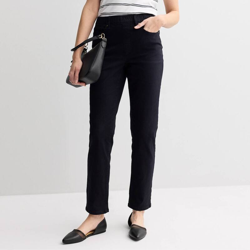 クロフト＆バロー レディース ボトムス デニムパンツ ストレート ジーンズ Women's Croft & Barrow Modern Denim Straight Leg Jeans Mineral Black ブラック
