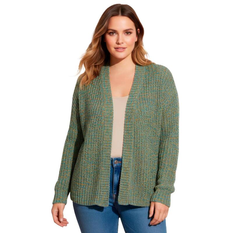 アベニュー レディース アウター ニット・セーター プラスサイズ カーディガン Avenue Women's Plusize Open Front Cardigan Sweater Cool Multi マルチカラー