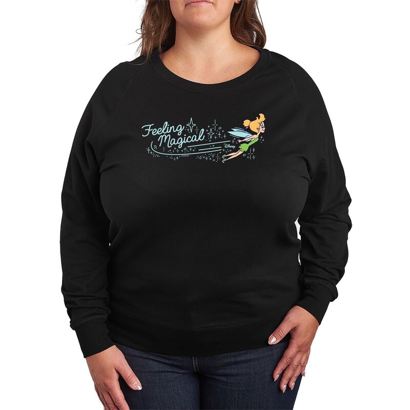 ディズニー レディース トップス Tシャツ プラスサイズ パイル Plusize Disney's Tinker Bell Feeling Magical French Terry Long Sleeve Tee Black ブラック