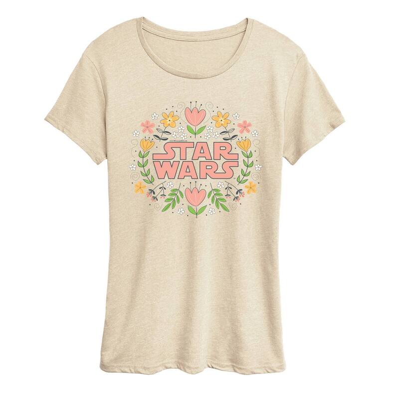 スター ウォーズ レディース トップス Tシャツ ロゴ フラワー グラフィック Women'star Warspring Florals Logo Graphic Tee Beige ベージュ