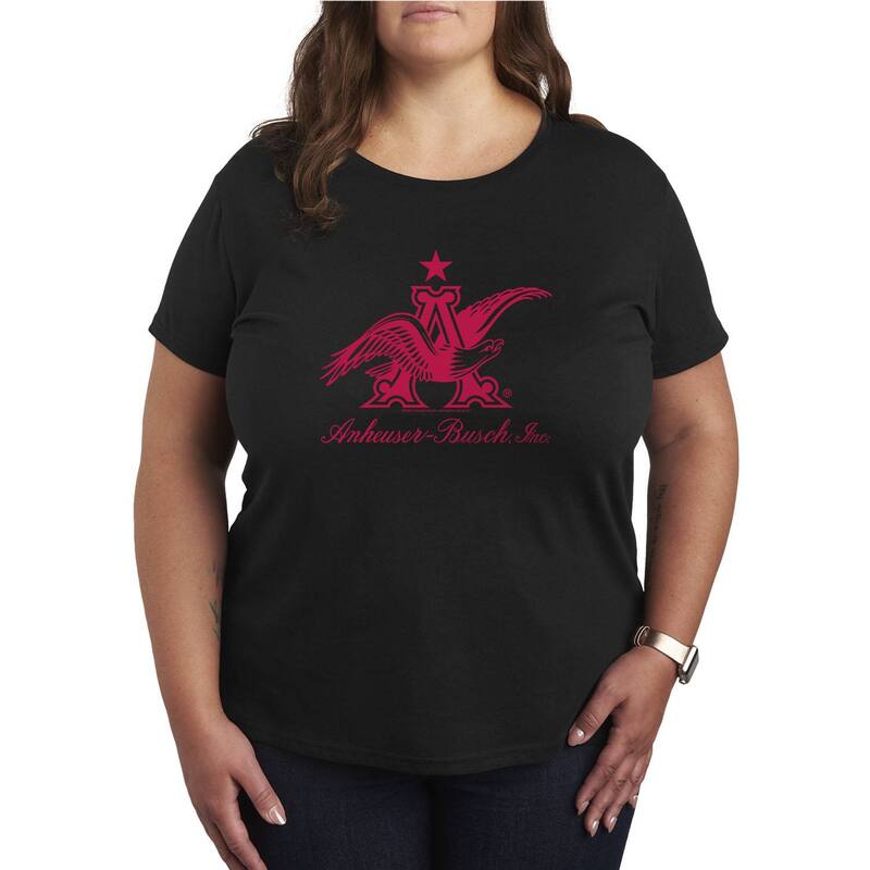 アニメキャラクター レディース トップス Tシャツ プラスサイズ ロゴ グラフィック Licensed Character Plusize Anheuser-Busch Inc. Logo Graphic Tee Black ブラック
