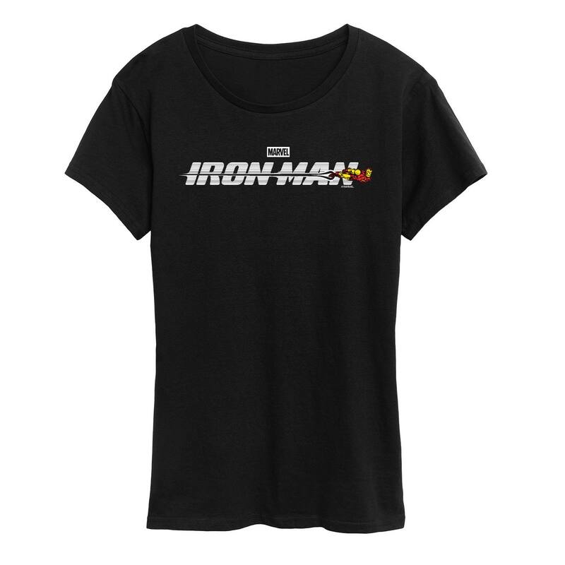 マーベル レディース トップス Tシャツ ロゴ グラフィック Women's Marvel Iron Man Logo Graphic Tee Black ブラック