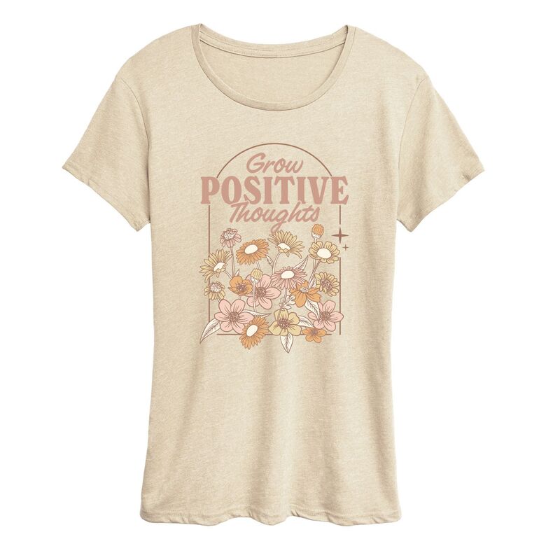 アニメキャラクター レディース トップス Tシャツ グラフィック Licensed Character Women's Grow Positive ThoughtsGraphic Tee Beige ベージュ