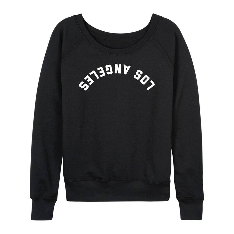 アニメキャラクター レディース トップス Tシャツ パイル ダウン Licensed Character Women's Los Angeles Upside Down French Terry Long Sleeve Tee Black ブラック
