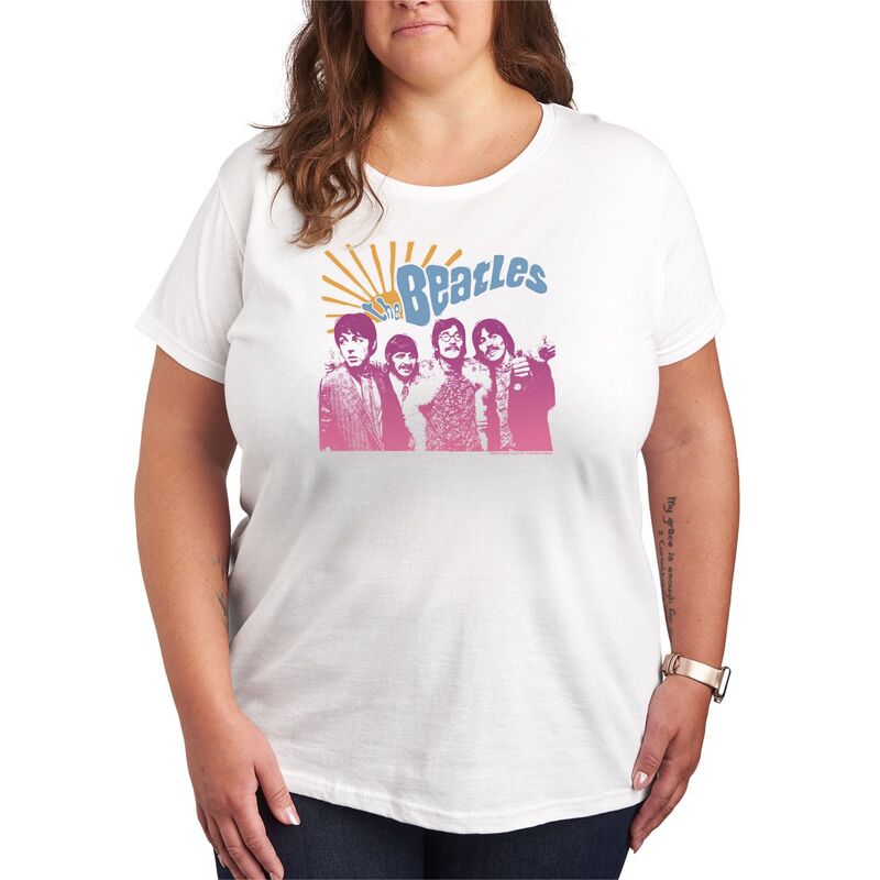 アニメキャラクター レディース トップス Tシャツ プラスサイズ グラフィック Licensed Character Plusize The Beatlesun Graphic Tee White ホワイト