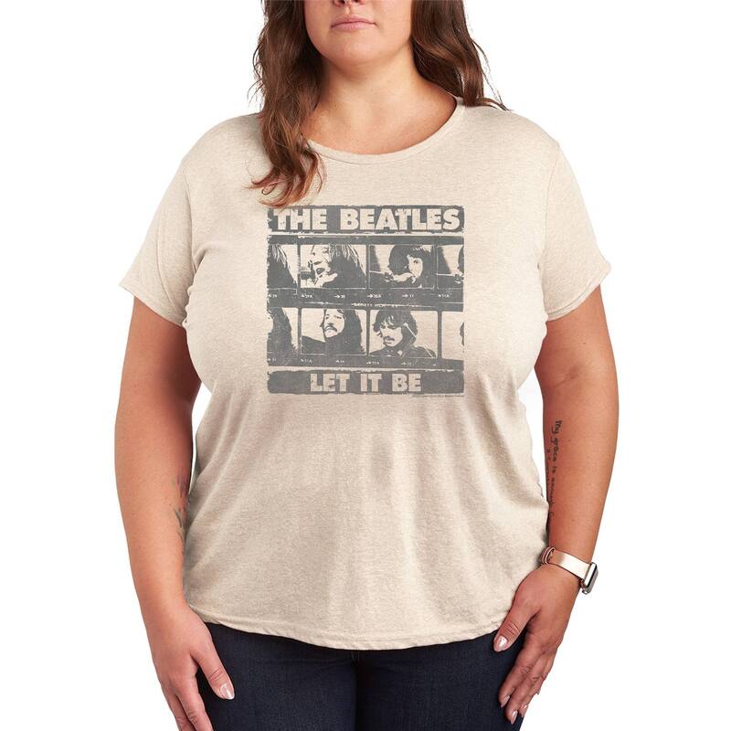アニメキャラクター レディース トップス Tシャツ プラスサイズ グラフィック Licensed Character Plusize The Beatles Let It Be Film Strip Graphic Tee Beige ベージュ