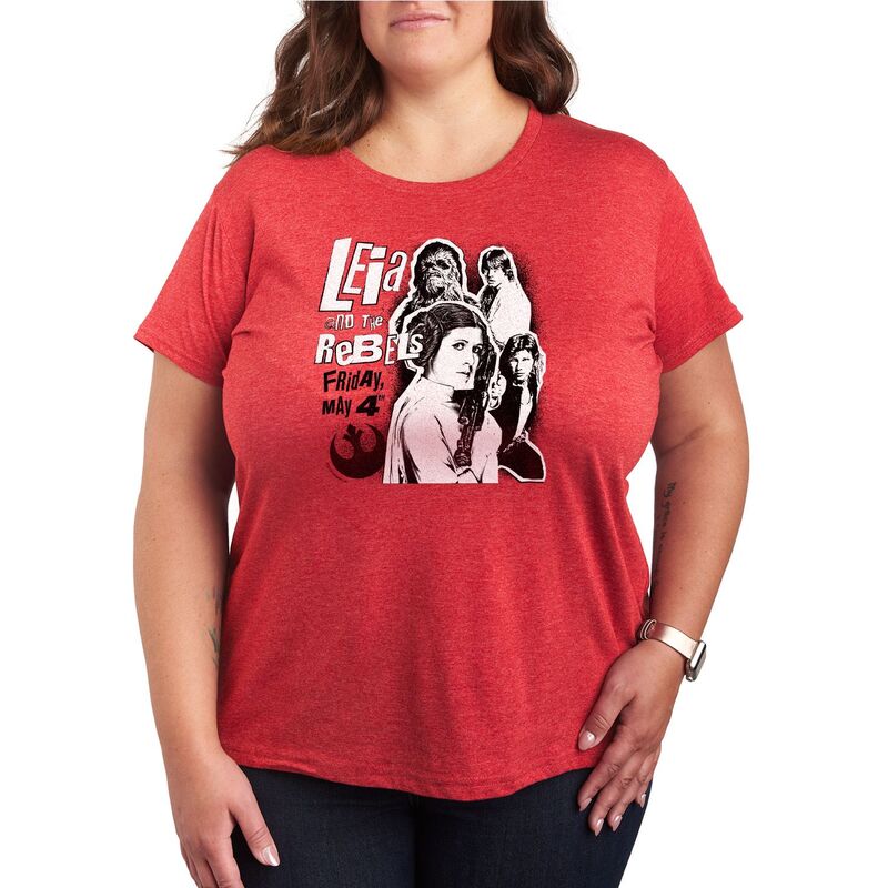 スター ウォーズ レディース トップス Tシャツ プラスサイズ グラフィック Plusize Star Wars Leia & The Rebels Graphic Tee Heathered ヘザー 6,614円