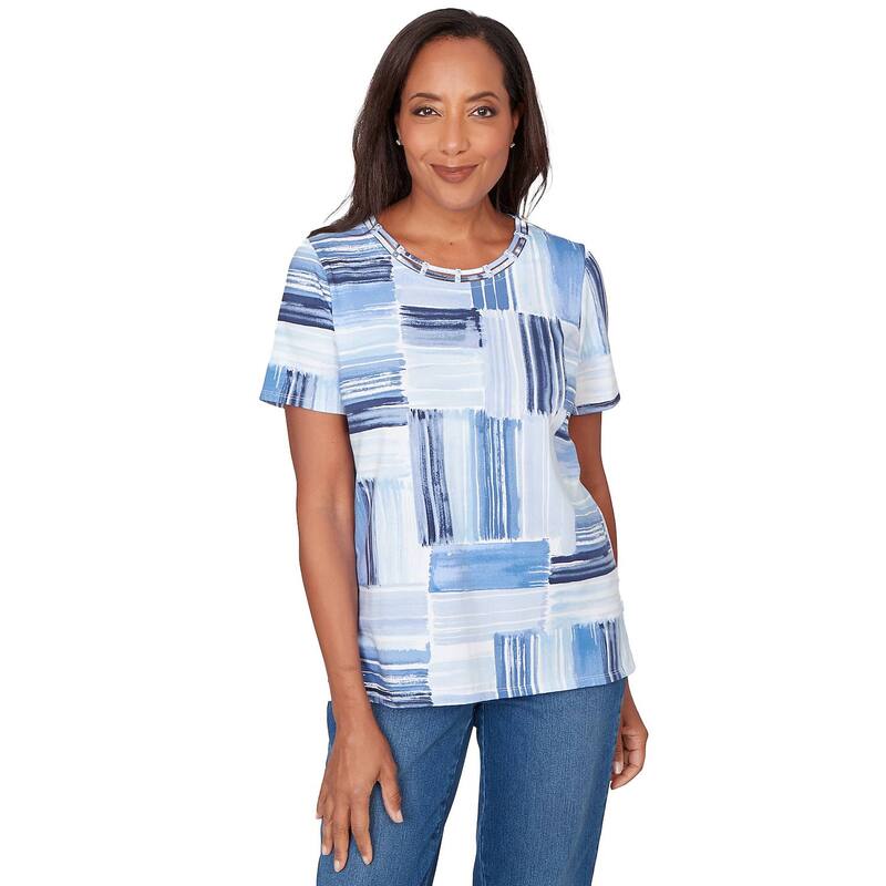 アルフレッド ダナー レディース トップス シャツ プチ Petite Alfredunner Brushstroke Beaded Neck T-Shirt Blue ブルー 12,464円