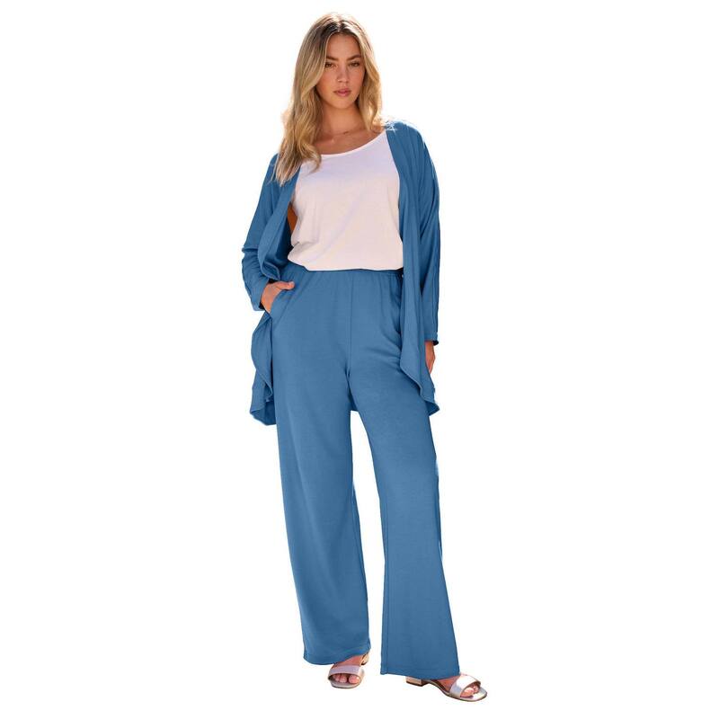 ロアマンズ レディース アウター ニット・セーター プラスサイズ カーディガン Roaman's Women's Plusize Soft Knit Cascade Cardigan Dusty Indigo インディゴ 14,985円