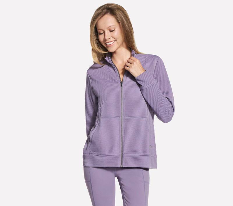 スケッチャーズ レディース アウター 上衣・上衣 Women\u0027skechers The Go Walk Ottoman Cozy Fit Zip-Up Jacket Purple Sage サルヴィア