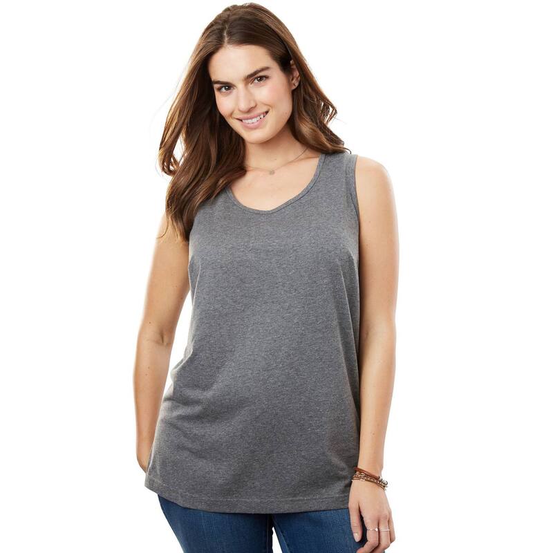 ウーマン ウィズイン レディース トップス Tシャツ プラスサイズ Woman Within Plusize Perfect Scoopneck Tank Medium Heather Grey グレー