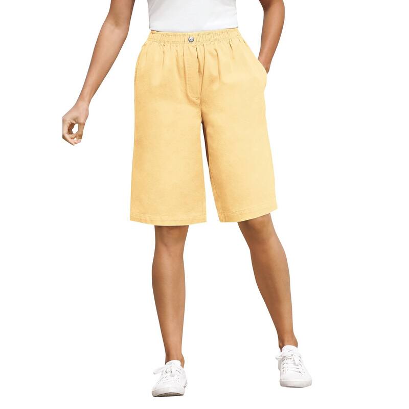ウーマン ウィズイン レディース ボトムス ハーフパンツ・ショーツ プラスサイズ ショートパンツ コットン デニム Woman Within Plusize 7-Day Elastic-Waist Pull-On Cotton Denim Shorts Banana デニム 8,861円