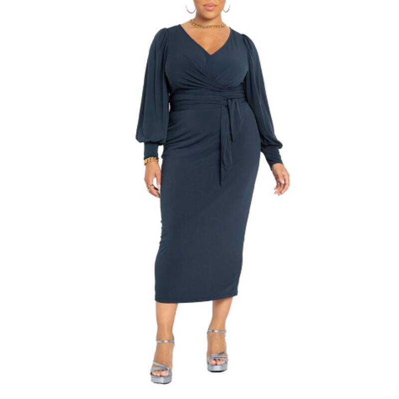 エロクイ レディース トップス 衣装 つけ加える大きさ midi ELOQUII Women\u0027s Plusize Cross Front Midi Dress Carbon