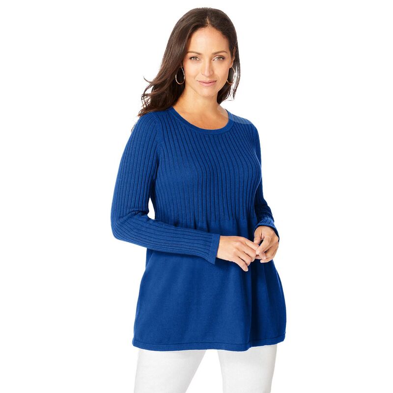ジェシカロンドン レディース アウター ニット・セーター プラスサイズ リブ Jessica London Women's Plusize Ribbed Baby Doll Tunic Sweater Dark Sapphire サファイア