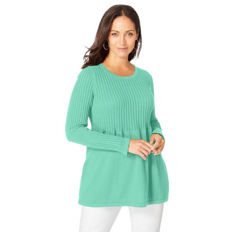 ジェシカロンドン レディース アウター ニット・セーター プラスサイズ リブ Jessica London Women's Plusize Ribbed Baby Doll Tunic Sweater Pale Seafoam 10,345円