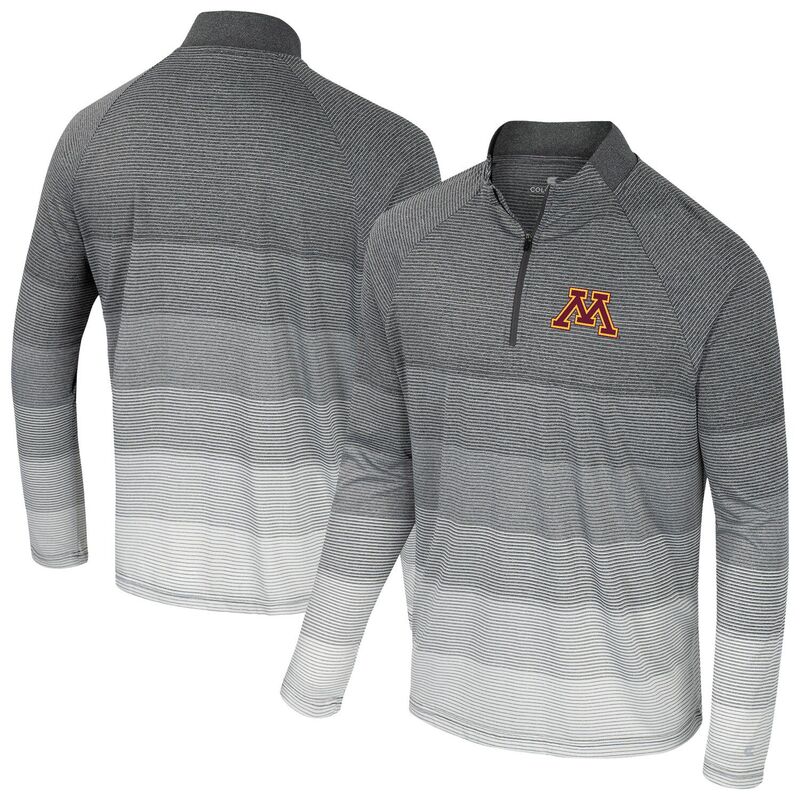 円形劇場 レディース トップス ティーシャツ メッシュ Men\u0027s Colosseum Gray Minnesota Golden Gophers 人工知能学 Striped Mesh Quarter-Zip Raglan Windshirt Min Grey 薄墨色 Tシャツ・カットソー-レディースファッション